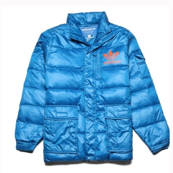 Adidas Adicolor Down Puffer Jacket Blue Sz Large - Picture 2 of 16